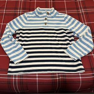 J Crew Blue Striped Long Sleeve Top Large